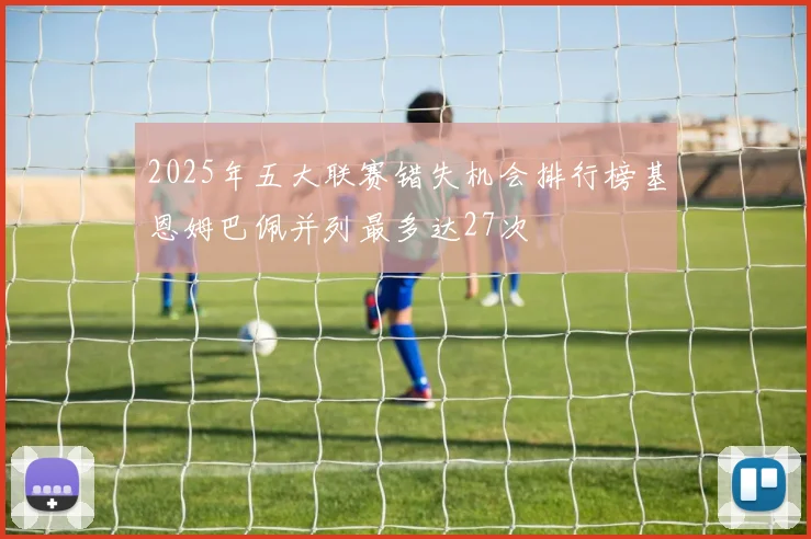 2025年五大联赛错失机会排行榜基恩姆巴佩并列最多达27次